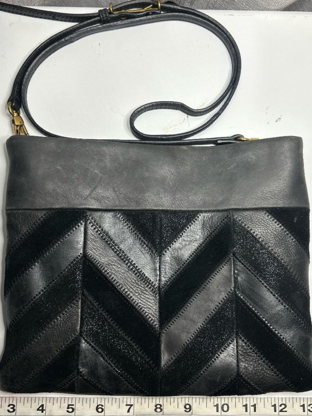 The Sak Collective black leather chevron crossbody *hidden storage